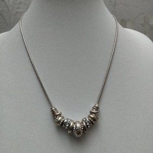 Chico's Chain and Ring Bead Style Silver Tone Necklace